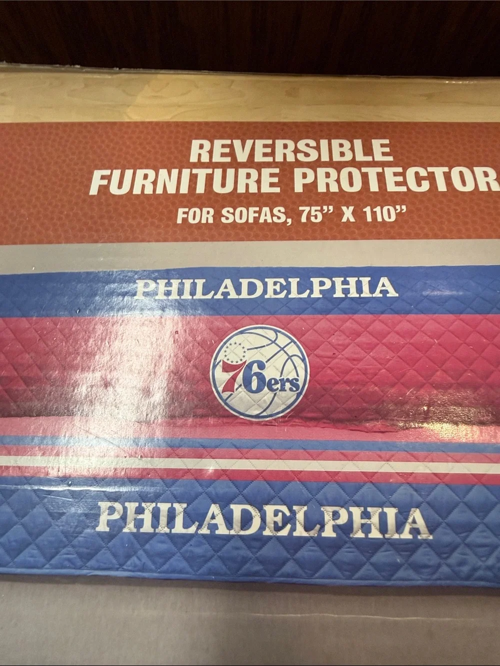 NBA Philadelphia Reversible Sofa Protector - Blue & Pink